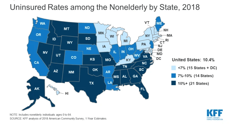 Map of Uninsured rates